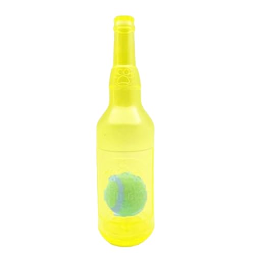 Blmirror Wasserflasche Cruncher Kauflasche Spielzeug für Hunde Plastik Wasserflasche Kauspielzeug für Hunde mit Ball Gelb von Blmirror