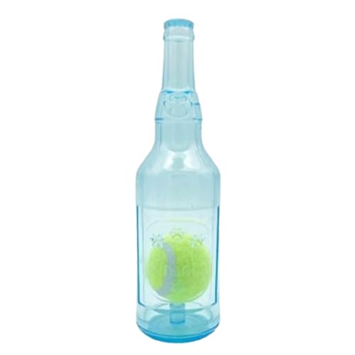 Blmirror Wasserflasche Cruncher Kauflasche Spielzeug für Hunde Plastikwasserflasche Kauspielzeug für Hunde mit Ball Blau von Blmirror