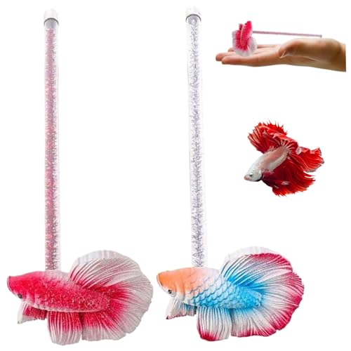 Beta -Fischspielzeug, 2pcs Betta Fischspielzeug, 5,9 -Zoll -Simulation Beta Fischspielzeug, wasserdichte Harz Betta Toys, wiederverwendbare Betta Interactive Toys für Betta -Tanks, Betta -Spielzeug von Blogiiup