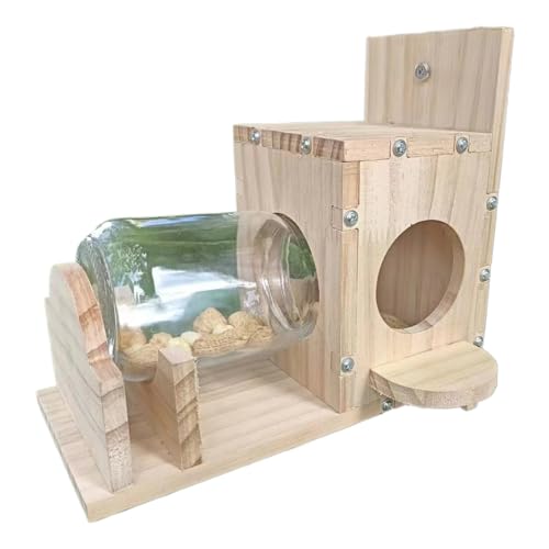 Blogiiup Eichhörnchen -Feeder Holz Eichhörnchen Haus transparente Eichhörnchen -Futterhäuschen für Außengarten Mais Erdnuss Eichhörnchen Feeder Eichhörnchen Geschenke von Blogiiup