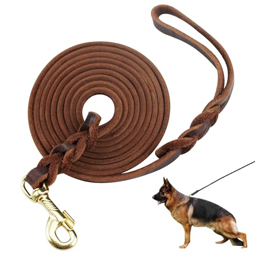 Blogiiup Lederhundeleine, Hundeleine mit Griff, 67 Zoll langes Leder -Hundeleine mit starkem Kupfer -Schwenk -Clip -Leder -Floh -Hundekolben für große mittelgroße Hunde, Hundetraining -Leine von Blogiiup