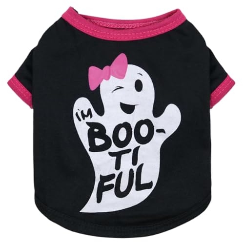 Halloween Hundehemd, Halloween-Hemden für Hunde mit süßem Geistermuster Polyester Crew Neck Boo-tödliches Hund T-Shirt Halloween Weihnachtshundkleidung für kleine Hund im Frühling und Sommer von Blogiiup