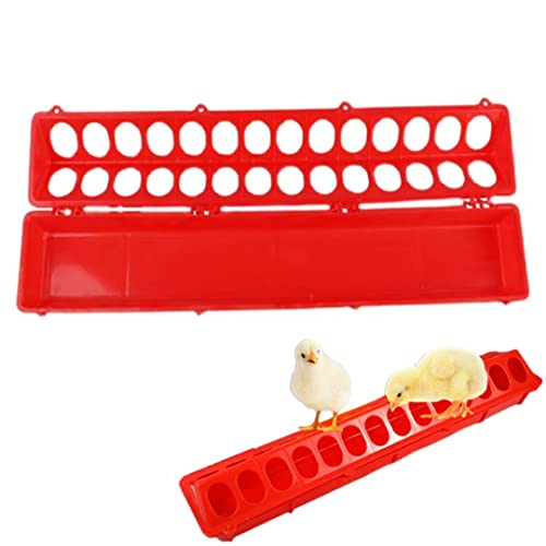 Hühnerfutterautomaten, 20x5,9 Zoll großer Geflügelfutter, Chick -Feeder & Waterer Kit, Poly Flip Top PP Tauben Trog 28 Loch für Geflügelküken (rot) von Blogiiup