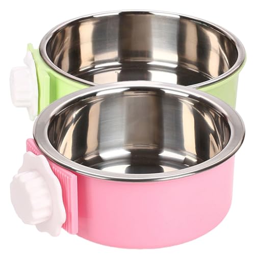 Hundefutterschale, 2pcs Hundekiste Schalen 4,5 x 2 Hundefutterschale mit Schrauben abnehmbar hängende Haustierkiste Wasser und Futterschalen runden Waschmaschinenstahl Haustier Feeder Katze Welpenvög von Blogiiup