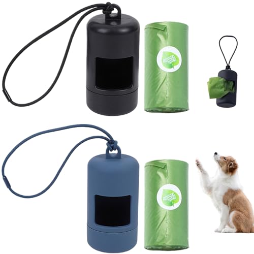 Hundekotbeutelspender, Hundekotbeutelhalter mit Müllsäcken, 2pcs Abhängen Seilkacke -Beutelhalter für Leine, leichtes und tragbares Poop -Beutelhalter, Poop -Taschen -Spender (Dunkelblau und Schwarz) von Blogiiup