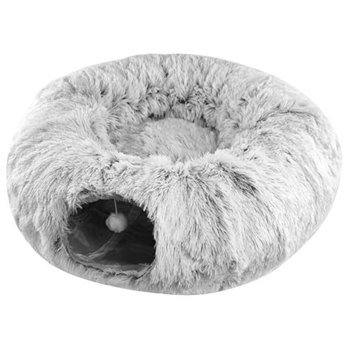 Katzen -Donut -Bett -Tunnel, Katzentunnelbett 2 in 1 Plüschkatzendonut Bedtunnel, 33,5 x 10,3 Zoll faltbar, abnehmbar und waschbarer Katzentunnelspielzeug für kleine mittelgroße Katze, Welpen, Kaninc von Blogiiup