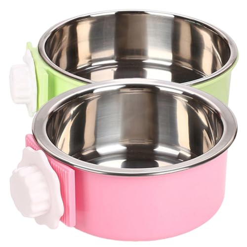 Pet Feeder, 2pcs Hundekiste Schalen 4,5 x 2 Hundefutterschale mit Schrauben abnehmbare hängende Haustierkiste Wasser und Lebensmittelschalen runden Waschmaschinenstahl Haustierkäfigfuttermittel, Hund von Blogiiup