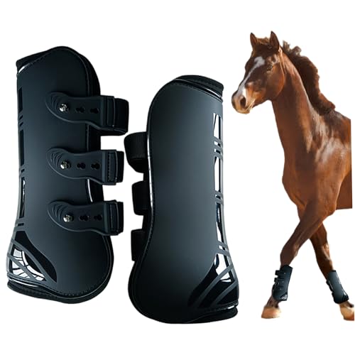 Pferdeisstiefel, 2pcs Pferdestiefel Große Pferdefront Sprungstiefel Schalen Horse Stiefel mit weicher Auskleidung Schock absorbierender Sehnen-Fetlock-Klammerstiefel für 4,6ft-5ft, Schienestiefel für von Blogiiup