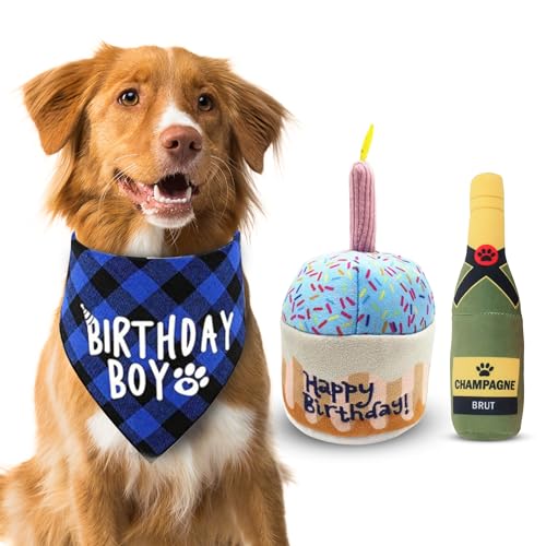 Hund Geburtstag Cupcake, Bandana, lustiges Getränk Plüschtier (blau) von Blossomlush