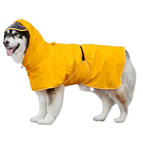 Bauchschutz für Hunde, mit Kapuze und Traktionsloch, wasserdichter Poncho, Regenbekleidung, Weste für mittelgroße und große Hunde, Größe 4XL (Gelb) von Blue Dream Island