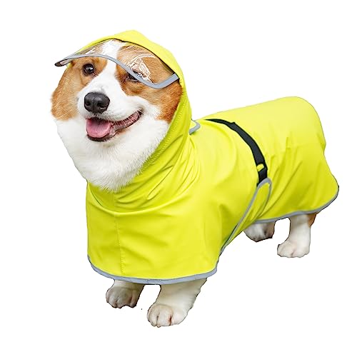 Bauchschutz für Hunde, mit Kapuze und Traktionsloch, wasserdichter Poncho, Regenbekleidung, Weste für mittelgroße und große Hunde, Größe 6XL (fluoreszierendes Gelb) von Blue Dream Island