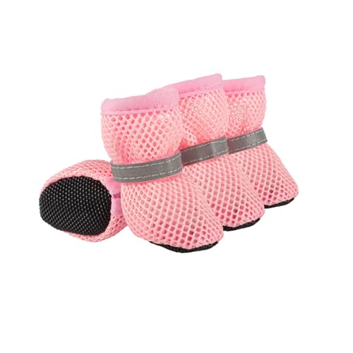 Blue Dream Island Atmungsaktive Hundeschuhe, Haustier-Sommer-Netzstoff, rutschfeste Stiefel, Pfotenschutz, Outdoor-Wanderschuhe für kleine und mittelgroße Hunde, Größe S (Rosa) von Blue Dream Island