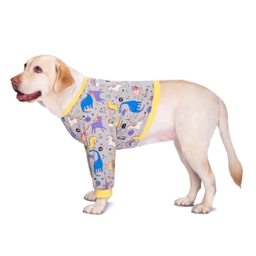 Blue Dream Island Gelenkschutz-Shirt für große Hunde, Vorderbeine, Ellenbogen, Wunde gegen Lecken, Hunde-Pyjama, Pullover, Knie- und Schwielenbandage für mittelgroße und große Hunde, Giraffenmuster von Blue Dream Island