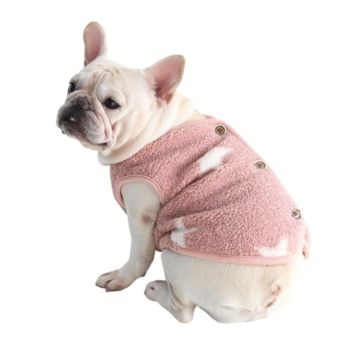 Fat Dog Weste, warme Winterjacke, Hundemantel, kariert, Sternbekleidung, Französische Bulldogge, Mops, Katze, Kleidung, XL, Rosa von Blue Dream Island