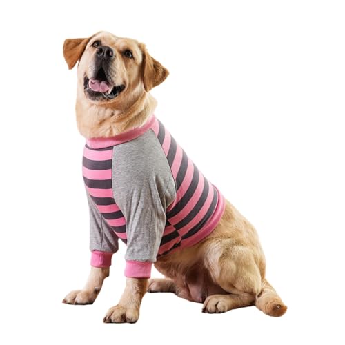 Gestreiftes Hemd für große Hunde, Ellenbogenschutzkleidung für Schwielen, Gelenk-Wiederherstellungsanzug, Pyjama gegen Lecken von Wunden, verdickter Ellenbogen-Hundekleidung, Pullover für mittelgroße von Blue Dream Island