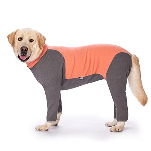 Großer Hunde-Pyjama-Overall, Winter, warme vierbeinige Kleidung für große und mittelgroße Hunde, mit Loch für die Leine und Hundemantel für kaltes Wetter, Orange (30#) von Blue Dream Island