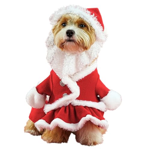 Haustier-Weihnachtskostüm, Weihnachtsmann-Kostüm, Cosplay-Set mit Weihnachtsmütze, Umwandlungskleid, Urlaubsparty, Neujahrskleidung für Katzen, Welpen, kleine, mittelgroße Hunde, Größe M von Blue Dream Island