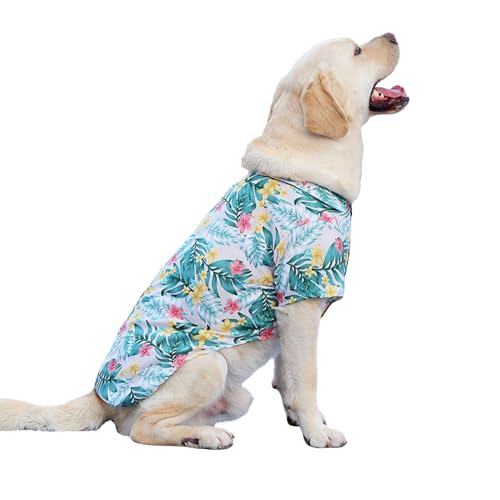 Hawaii-Hemd für Hunde, cooles, atmungsaktives Haustier-Sommer-T-Shirt, Strandkleidung, Weste für kleine, mittelgroße und große Hunde, Größe 3XL (Granatapfelblume) von Blue Dream Island