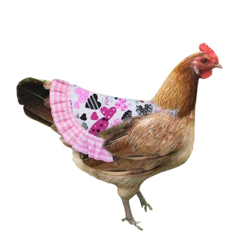 Hühner-Sättel, Hühnerfeder-Schürze mit elastischen Bändern, Geflügelschutz, Flügel-Feder-Pflegezubehör, rosa Herz von Blue Dream Island