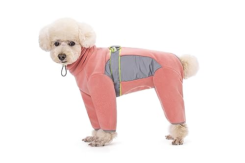 Hund Fleece Winter Warme Kleidung, Taille Einstellbare Welpen Onesie mit D-Ring und Reflektierende Streifen, Kaltes Wetter Haustier Langarm Mäntel Wiederherstellen Anzug Für Kleine Mittlere Hunde_M von Blue Dream Island