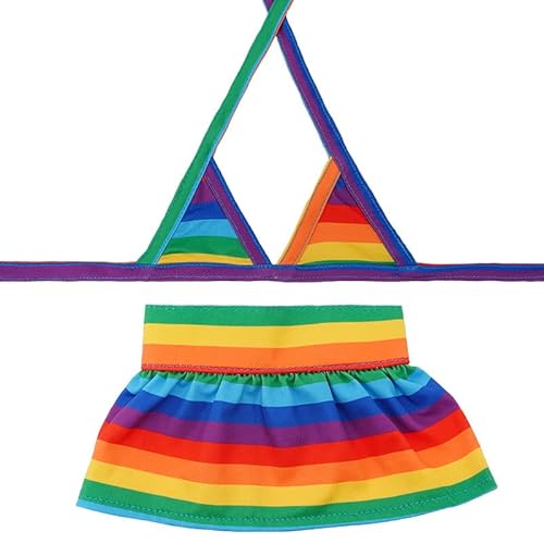 Hunde-Bikini-Set für Welpen, Badekleid, weicher Strand-Badeanzug, Haustierkleidung, Mädchen, Hundekleider, Outfit, Katzen-Kostüm für Katzen, kleine Hunde (S: Regenbogen) von Blue Dream Island