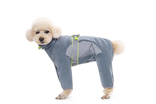 Hunde-Fleece-Einteiler für den Winter, warm, Taille, verstellbar, mit D-Ring und reflektierenden Streifen, langärmelig, für kleine und mittelgroße Hunde, Größe L (luftiges Blau) von Blue Dream Island