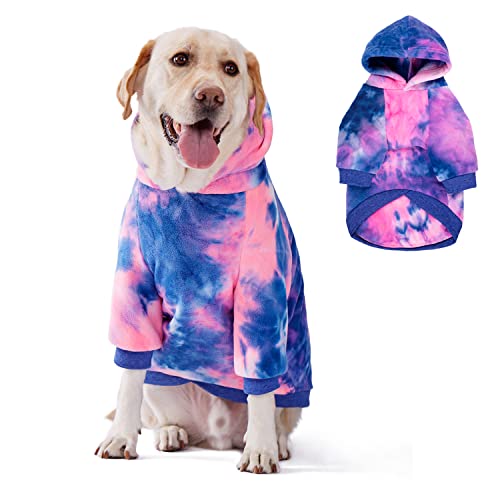 Hunde-Kapuzenpullover, Hunde-Winterkleidung, Haustier-Kapuzenpullover, Hunde-Outfit, Mantel für kleine, mittelgroße und große Hunde, Rosa, Blau (5XL) von Blue Dream Island