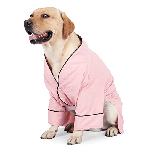 Hunde-Pyjama, super saugfähig, Haustier-Bademantel, Hundekleidung mit Gürtel, großer Hundemantel, schnell trocknend, für mittelgroße und große Hunde (2XL-Pink) von Blue Dream Island