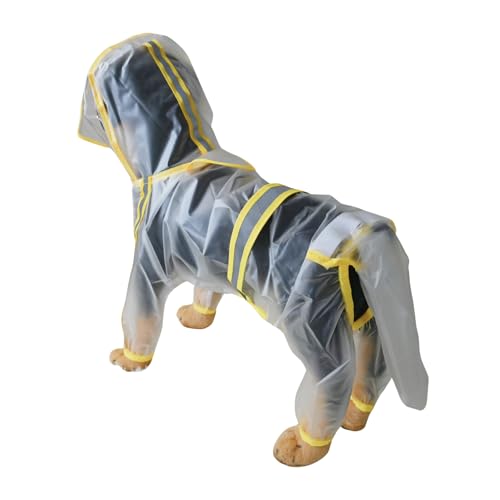 Hunde-Rancoat, Schwanz, wasserdicht, transparent, mit Kapuze, Regenbekleidung mit Loch für die Leine, reflektierender Riemen, für Welpen, kleine, mittelgroße und große Hunde, Größe 6XL, Gelb von Blue Dream Island