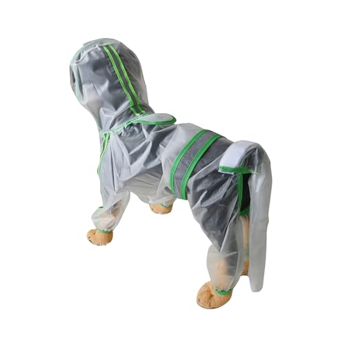 Hunde-Rancoat, Schwanz, wasserdicht, transparent, mit Kapuze, Regenbekleidung mit Loch für die Leine, reflektierender Riemen, für Welpen, kleine, mittelgroße und große Hunde, Größe 7XL (Grün) von Blue Dream Island