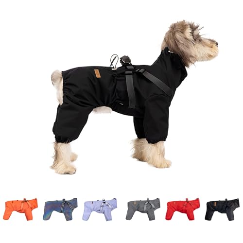 Hunde-Regenmantel, verstellbar, mit 4 Beinen, wasserdicht, winddicht, reflektierend, vollständige Abdeckung, für kleine und mittelgroße Hunde, Größe 3XL, Schwarz Hunde-Regenmantel, verstellbar, mit 4 Beinen, wasserdicht, winddicht, reflektierend, vollständige Abdeckung, für kleine und mittelgroße Hunde, Größe 3XL, Schwarz von Blue Dream Island