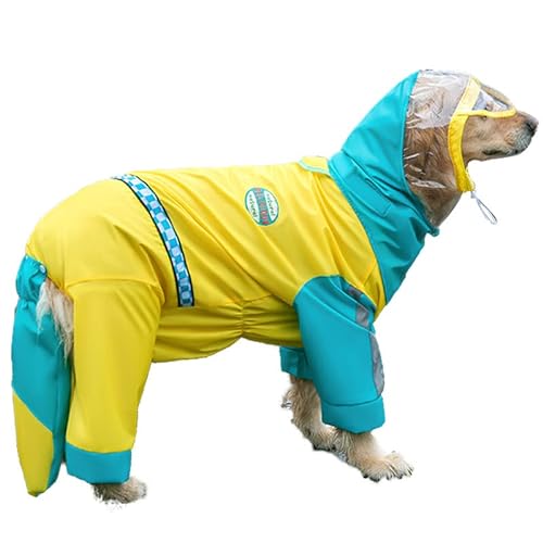 Hunde-Regenmantel mit Bein, Hunde-Hai, Cosplay, vierbeinig, Regenbekleidung mit Kapuze, Poncho mit Schwanz, leicht, wasserdicht, mit reflektierenden Streifen und Traktionsloch, für mittelgroße und von Blue Dream Island