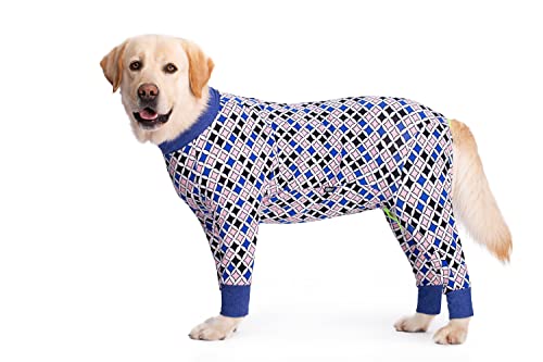 Hunde-Schlafanzug für mittelgroße und große Hunde, leicht, Baumwolle, Anti-Haar-Hunde-Einteiler nach Operationen, Hunde-Erholungskleidung, 34 (blau, quadratisch) von Blue Dream Island