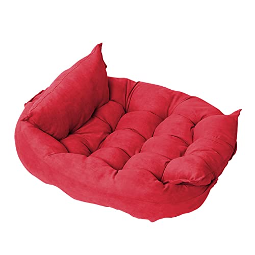 Hundebett, Faltbare Hundematte Multifunktion Haustier Sofa Weich Schlafen Katzenbett Hundehütte Atmungsaktives Kissen für Katzen Kleine Mittlere Große Hunde (S, Rot) von Blue Dream Island