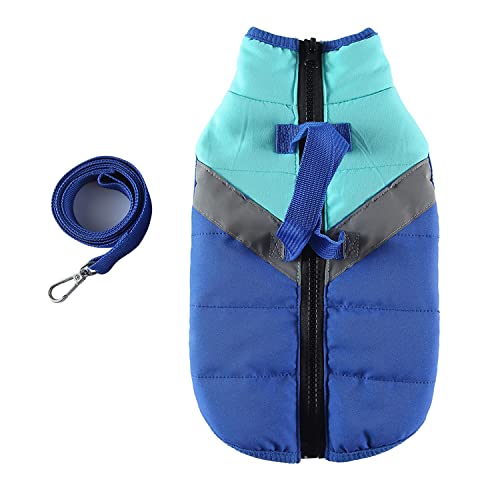 Hundegeschirr, Kleidung, Winter, warme Hundejacke mit Reißverschluss, winddichter Mantel, Wintermantel aus Baumwolle für kleine, mittelgroße Hunde, Blau (2XL) von Blue Dream Island