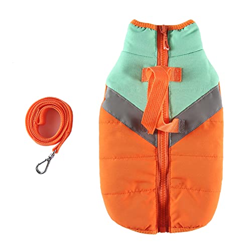 Hundegeschirr, Kleidung, Winter, warme Hundejacke mit Reißverschluss, winddichter Mantel, Wintermantel aus Baumwolle für kleine, mittelgroße Hunde, Orange (2XL) von Blue Dream Island