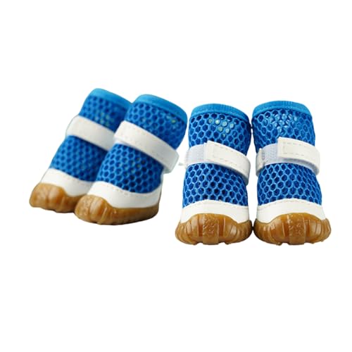 Hundeschuhe für den Sommer, Netzstoff, atmungsaktiv, Pfotenschutz, Outdoor, rutschfest, schmutzabweisend, Spazierengehen, Anti-Verbrühungsschuhe, 5# (blau) von Blue Dream Island