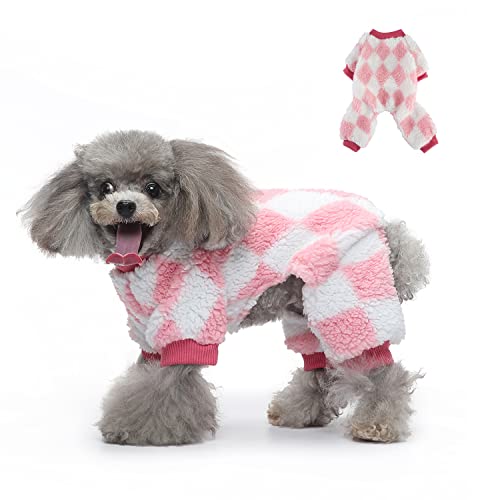 Jumpsuit für kleine Hunde, warm, für den Winter, für kaltes Wetter, für kleine/mittelgroße Hunde, Größe M (Rosa) von Blue Dream Island