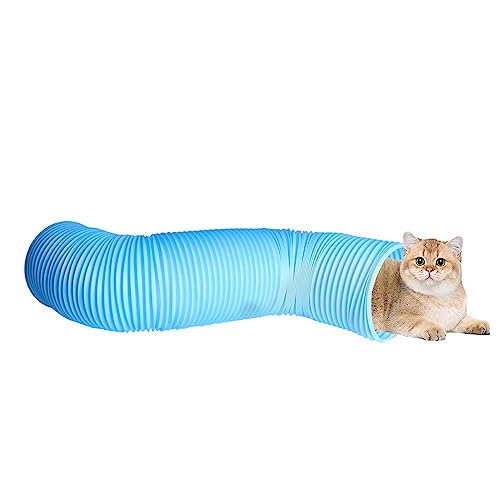 Katzen-Spieltunnel, lustiges Tierspielzeug, Katze, Kaninchen, Schlauch-Tunnel, Training, Verstecktunnel für kleine und mittelgroße Hasen, Katzen, Meerschweinchen, Blau, Durchmesser der Öffnung: 20 cm von Blue Dream Island