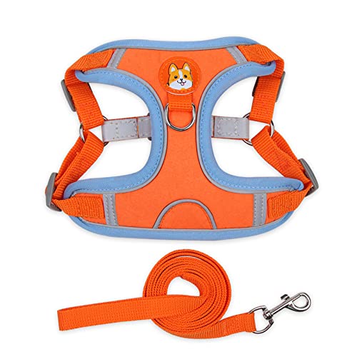 No Pull Dog Harness Pet Reflective Soft Dog Vest Harness and Leash Set Adjustable Puppy Walking Vest for Small Dogs (S:Orange) von Blue Dream Island