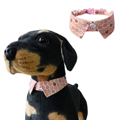 Süßes Hundehalsband für kleine Hunde mit Glöckchen-Anhänger, verstellbar, Schnellverschluss, Haustier-Shirt-Halsband mit D-Ring für Katzen, Welpen, kleine Hunde, rosa Donuts von Blue Dream Island