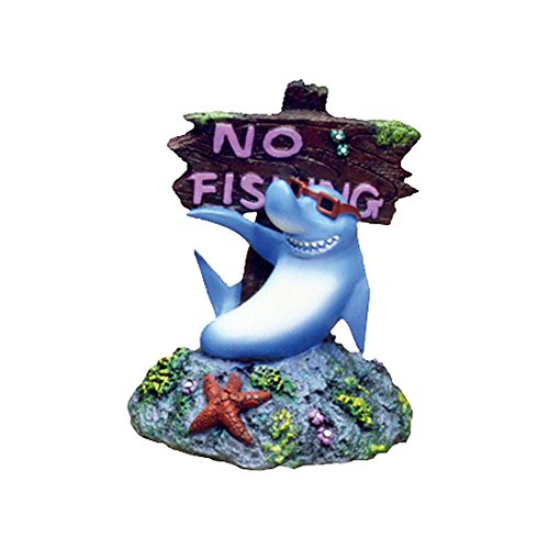 Blue Ribbon Rosewood Aquarium-Schild mit Aufschrift Cool Shark No Fishing von Blue Ribbon