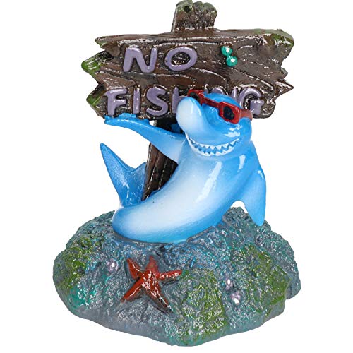 Blue Ribbon Rosewood Aquarium-Schild mit Aufschrift Cool Shark No Fishing von Blue Ribbon