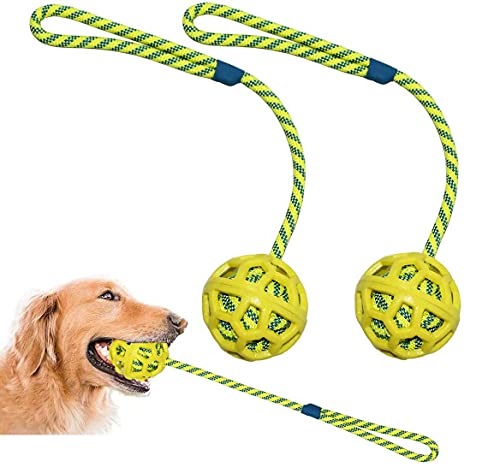 Hunde Seil Spielzeug Trainingsball am Seil Gummi Hundespielzeug Ball mit Griff Übung und Belohnung Spielzeug für Hunde zum Kauen Training Ziehspielzeug Zerrspielzeug Hunde Apportierspielzeug von dakomyo