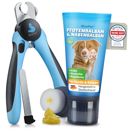 BluePet Pfotenbalsam + Krallenschere für Hunde als Pfotenpflege Hund I Rissige Pfoten & Nasen brauchen Pfotenbalsam I Pflegt, Lindert & Schützt (Krallenschere + Pfotenbalsam Set) von BluePet