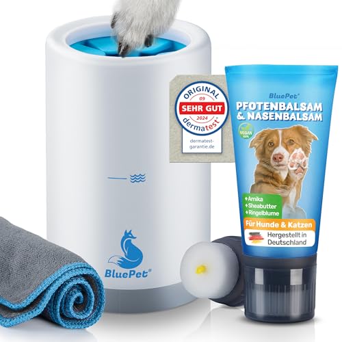 BluePet Pfotenreiniger + Pfotenbalsam für Hunde als Pfotenpflege Hund I Rissige Pfoten & Nasen brauchen Pfotenbalsam I Pflegt, Lindert & Schützt (Pfotenbalsam + Pfotenreiniger Gr. L) von BluePet