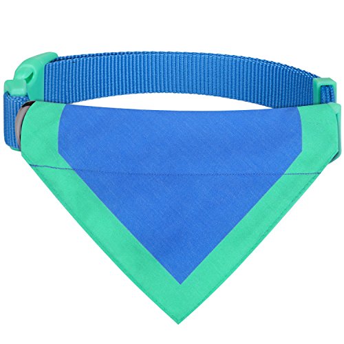 Blueberry Pet Gelassener Weekender Vereins-Blaues Baumwoll-Mischgewebe Bandana Hundehalsband, M, Hals 37cm-50cm, Verstellbare Halsbänder für Hunde von Blueberry Pet