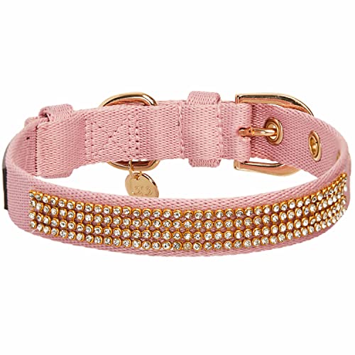 Blueberry Pet Hundehalsband mit glitzernden Strasssteinen, verstellbar, mit Metallschnalle, Babyrosa, Halsumfang 22,9–31,8 cm, für kleine Rassen von Blueberry Pet