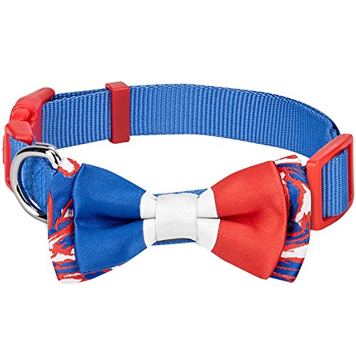 Blueberry Pet Nationalstolz Klassische Handgefertigte Französische Flagge/Pavillon de La France Fliege Hundehalsband in Blau, M, Hals 37cm-50cm von Blueberry Pet