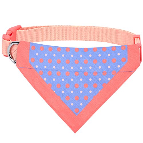 Blueberry Pet Perfekte Tupfen Dreiecktuch Koralle-Rosa Baumwoll-Mischgewebe Halstuch Bandana Schal Hundehalsband, M, Hals 37cm-50cm von Blueberry Pet